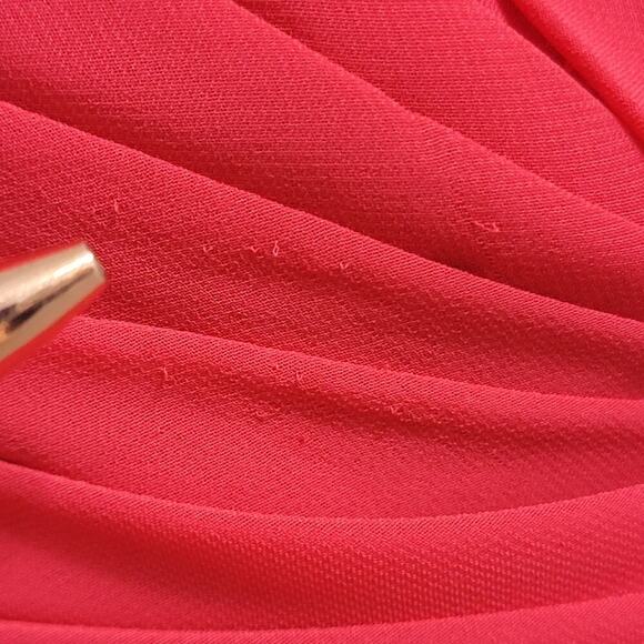 Mori Lee Strapless Red Dress Faux Wrap Chiffon 14 683 - Picture 4 of 16